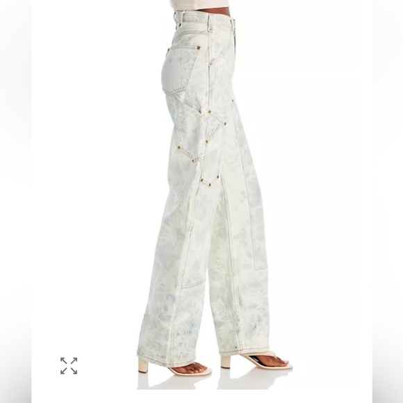 Re/Done Super High Rise Cargos Wide Leg Tie Dye Jeans Cream Blue denim NWT 26 - Picture 3 of 13